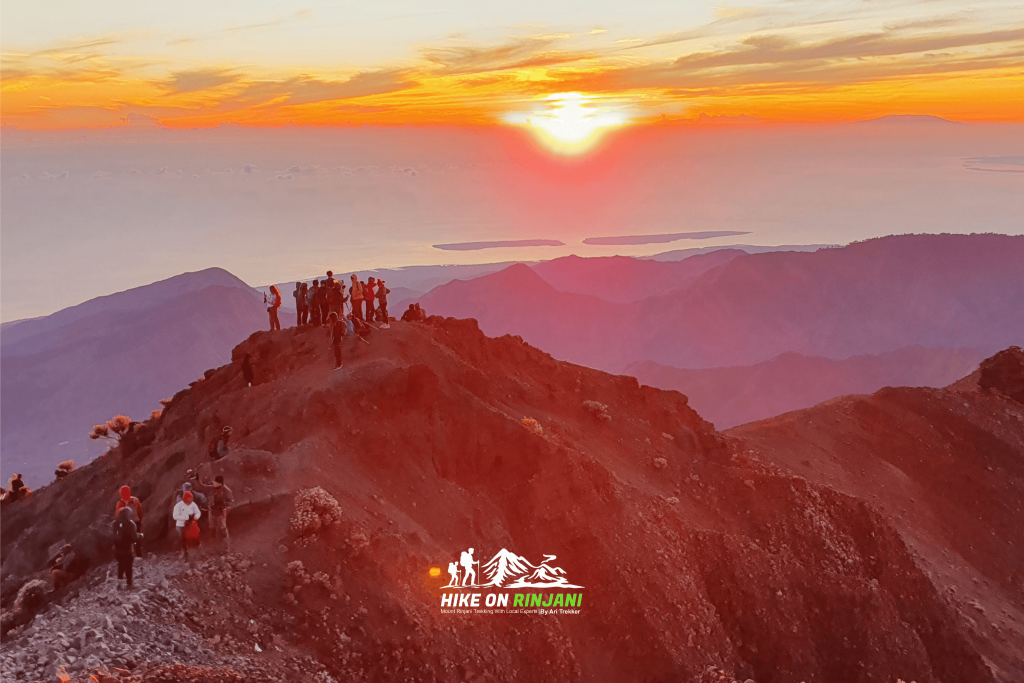 sunrise view from the top of mount rinjani
